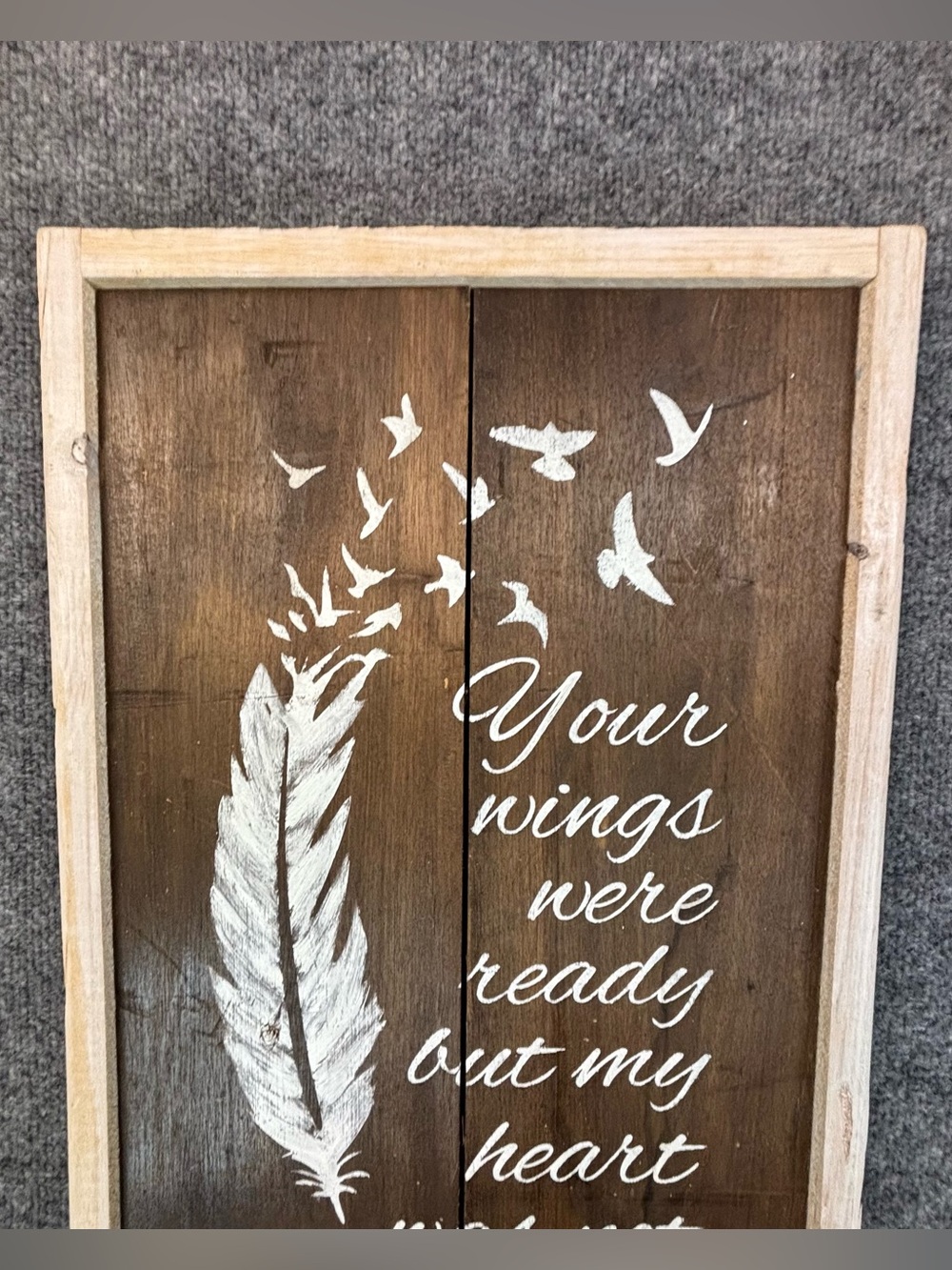Rustic Wood Memorial Wall Art Sign Your Wings Were Ready My Heart Was Not 14x11 - Picture 5 of 12
